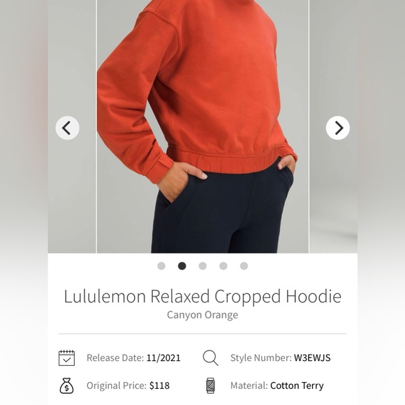 Lululemon Relaxed Cropped Hoodie Orange Color Size 6?? - Picture 9 of 9